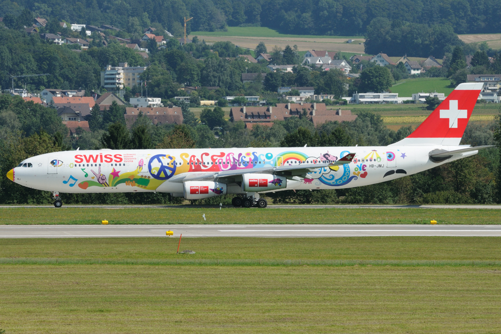 Swiss Airbus A340-300 HB-JMJ San Francisco direct Zurich