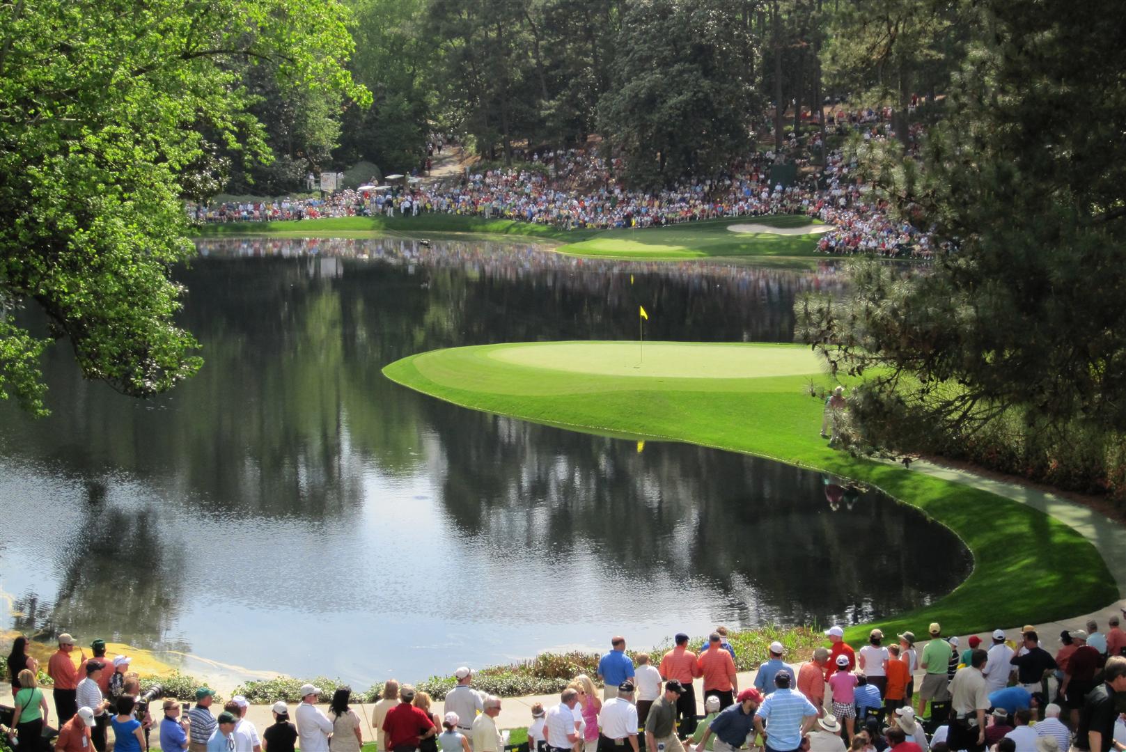 Fans surrounding Ikes Pond (#8 & #9)on the Par 3 Course