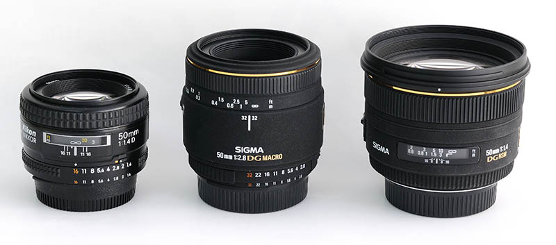 Nikkor 50mm f1.4 - Sigma 50mm f2.8 Macro - Sigma 50mm f1.4