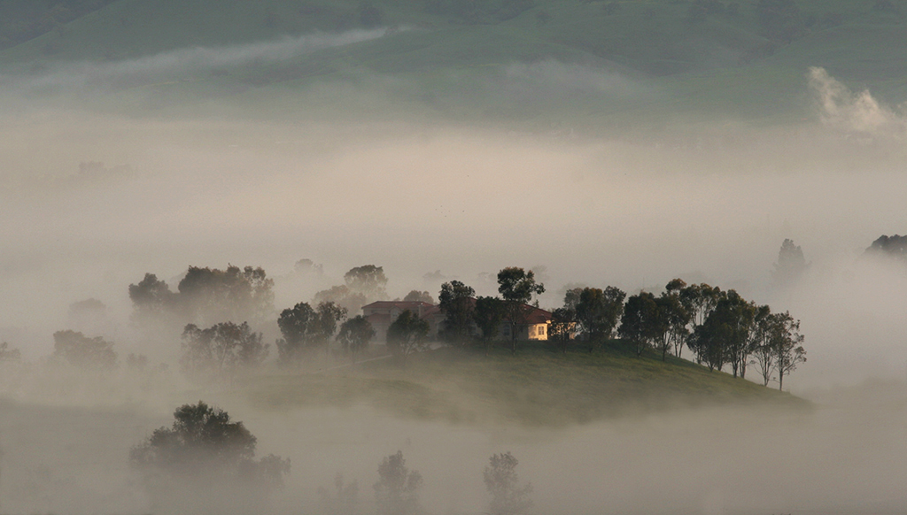 Mountaintop Manse in Fog