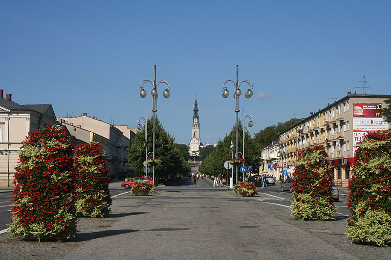 Aleja Najswietszej Maryi Panny and View of the Tower of Pauline Monastery of Jasna Gra