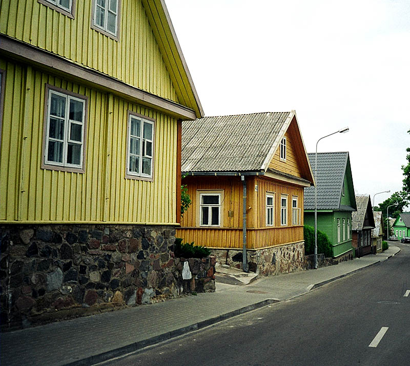 Triple-windowed wooden Karaim house in Trakai