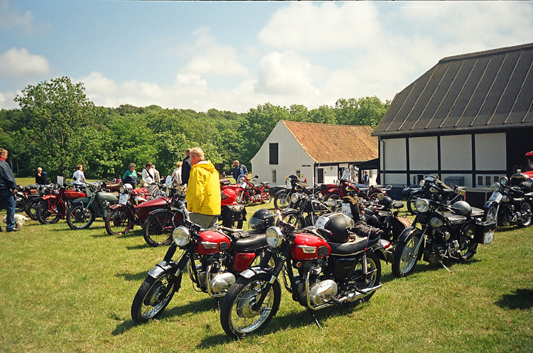 Old motorcycles at ruins of Castle