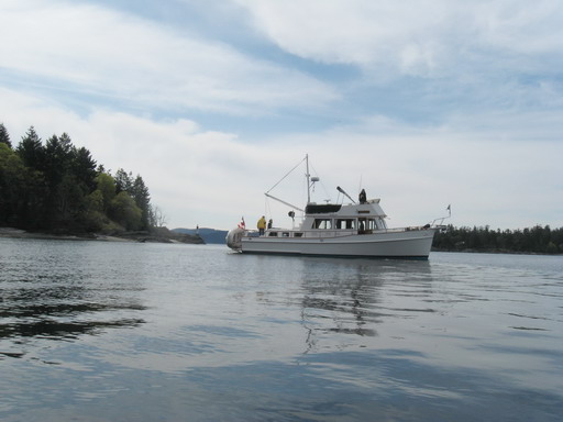 Forty-foot cruiser left as we slid by.