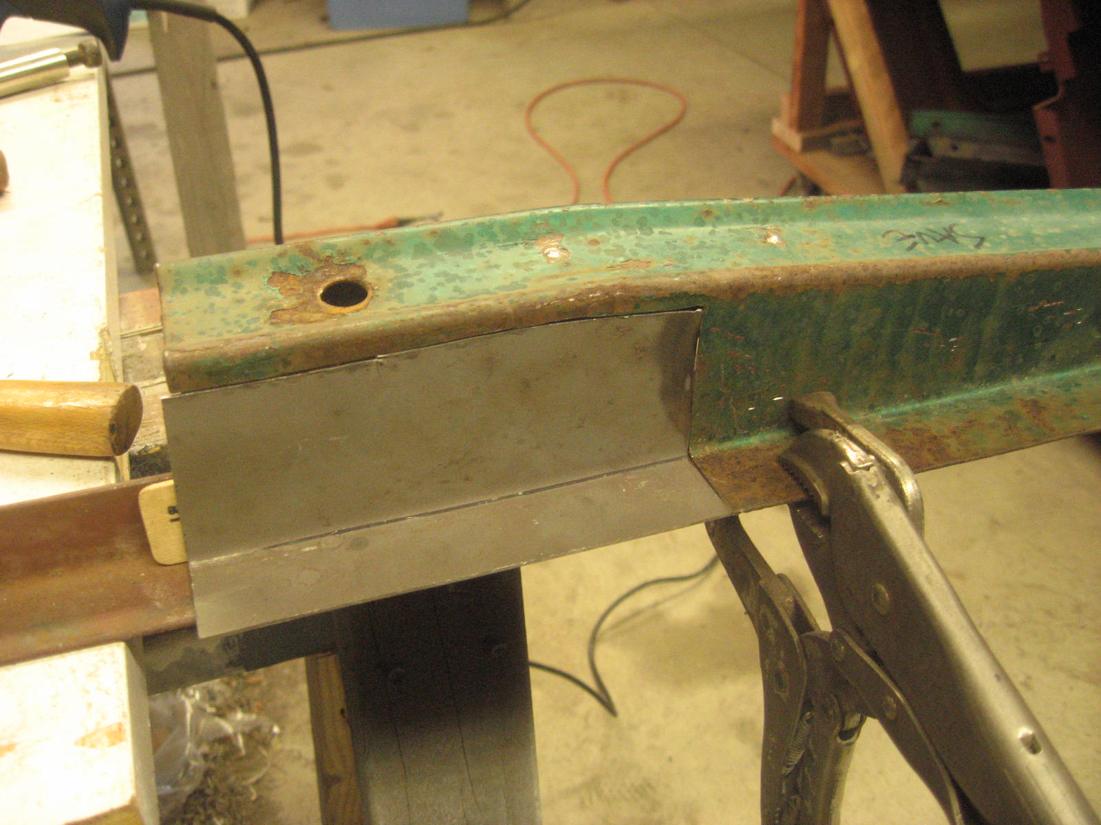 Patching one of the bed pockets