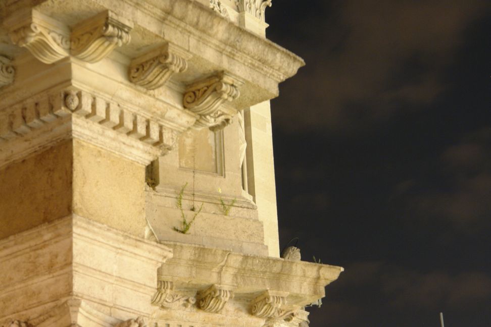 Church detail at night