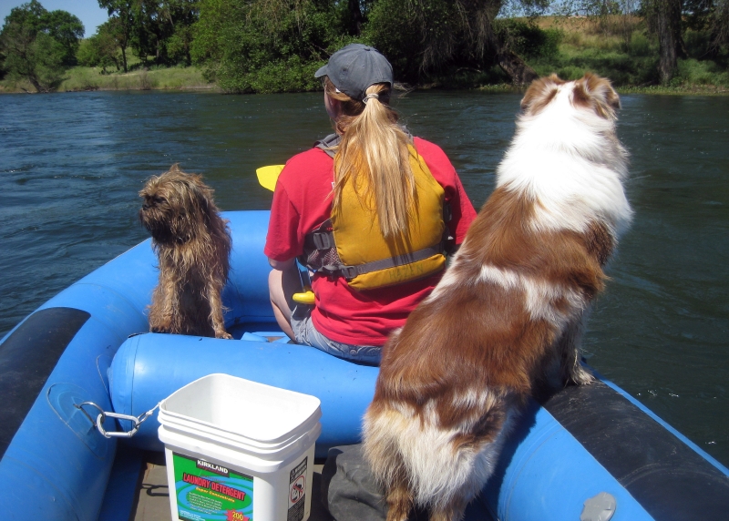 Lisa with Chuckie and Skye Lea on the Mokelumne River