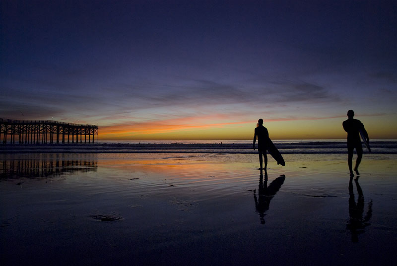 Crystal Pier Two Surfers 1566