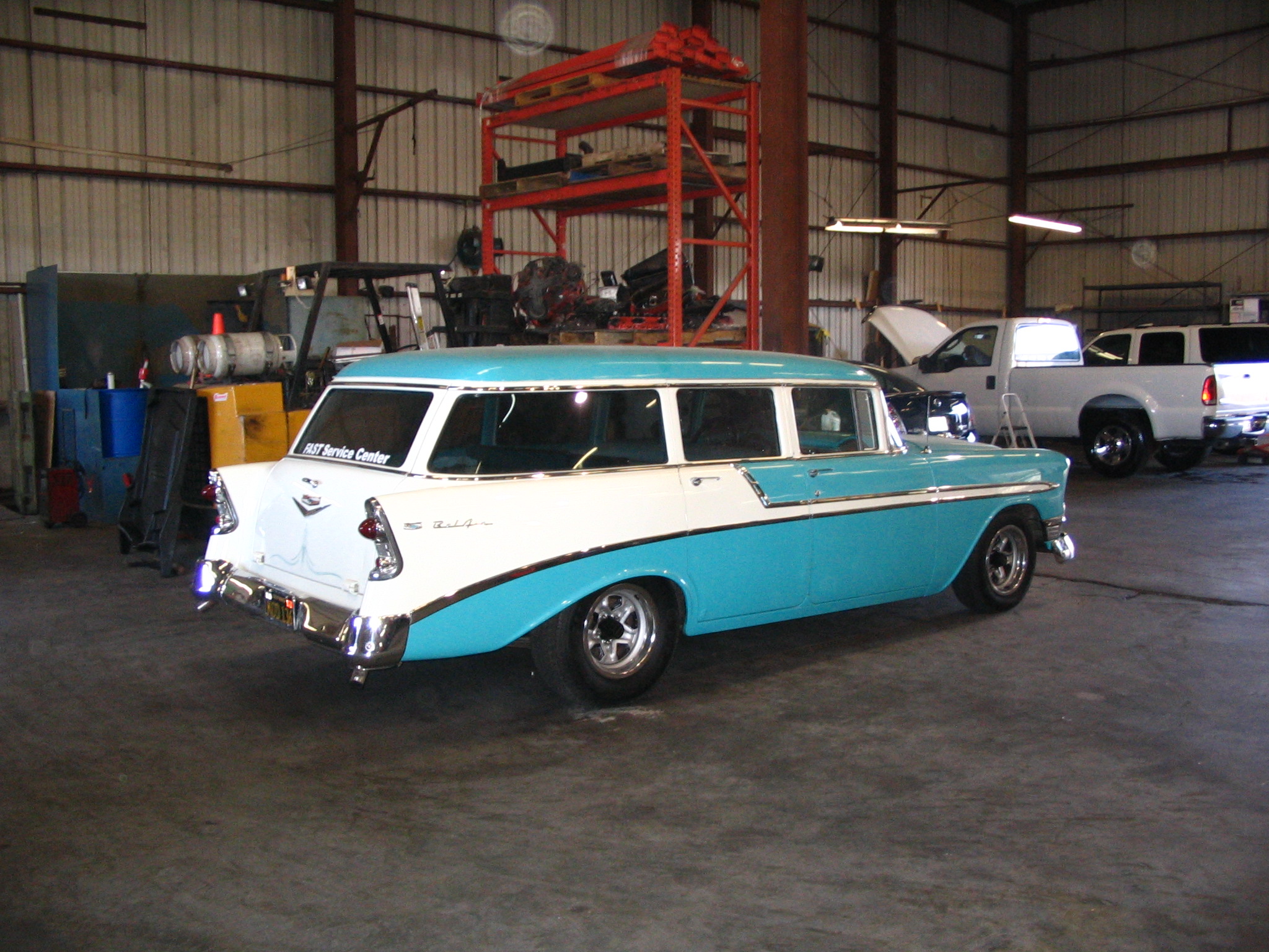 hot rod at glass shop