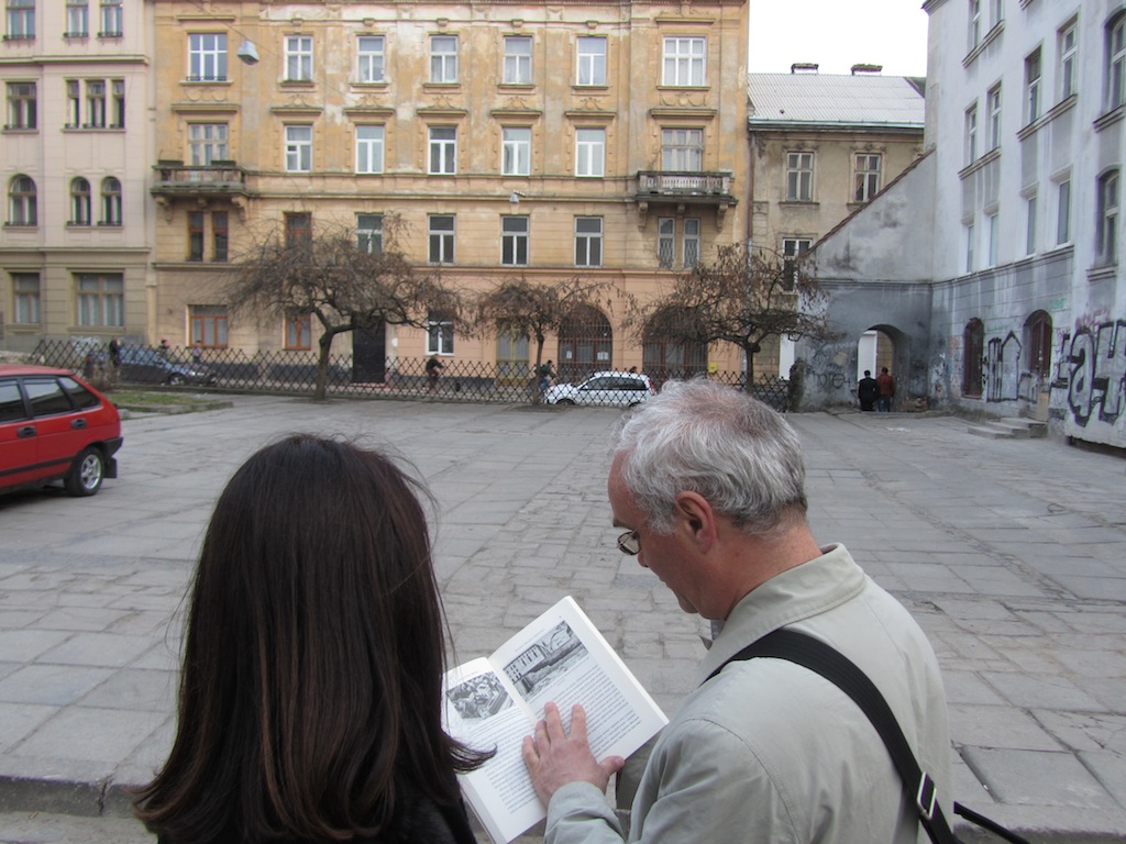 with Alex D., on the site of the former central synagogue