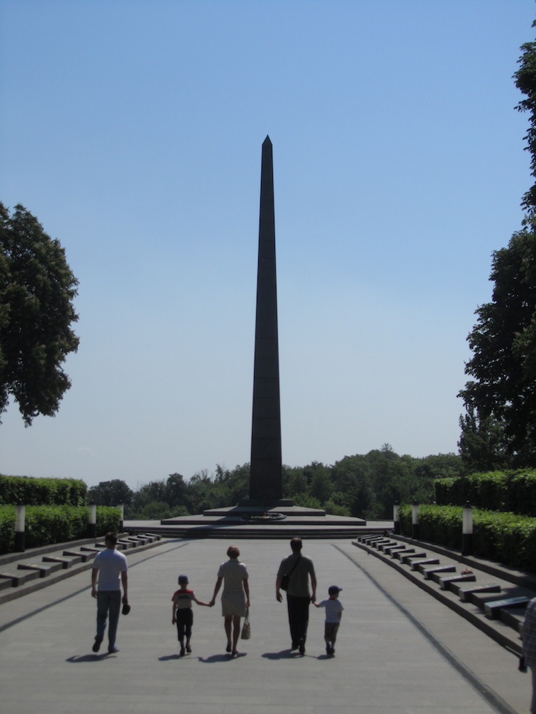 next morning, at the obelisk memorial to the Great Patriotic War (WW2)