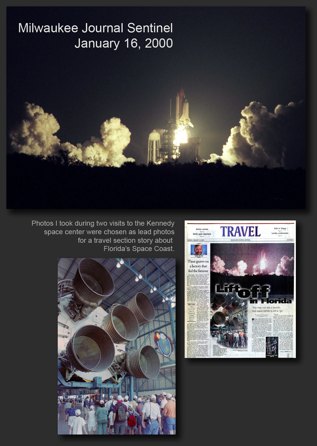 Night launch, space shuttle