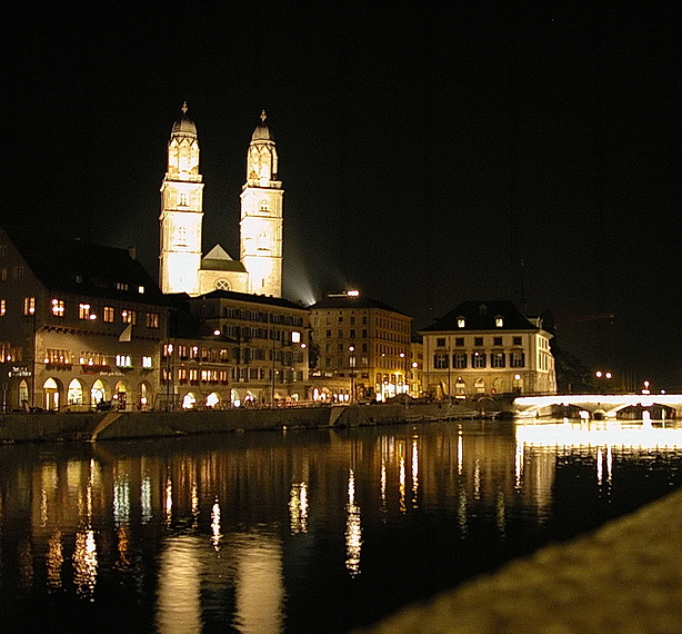Limat with Grossmnster by night