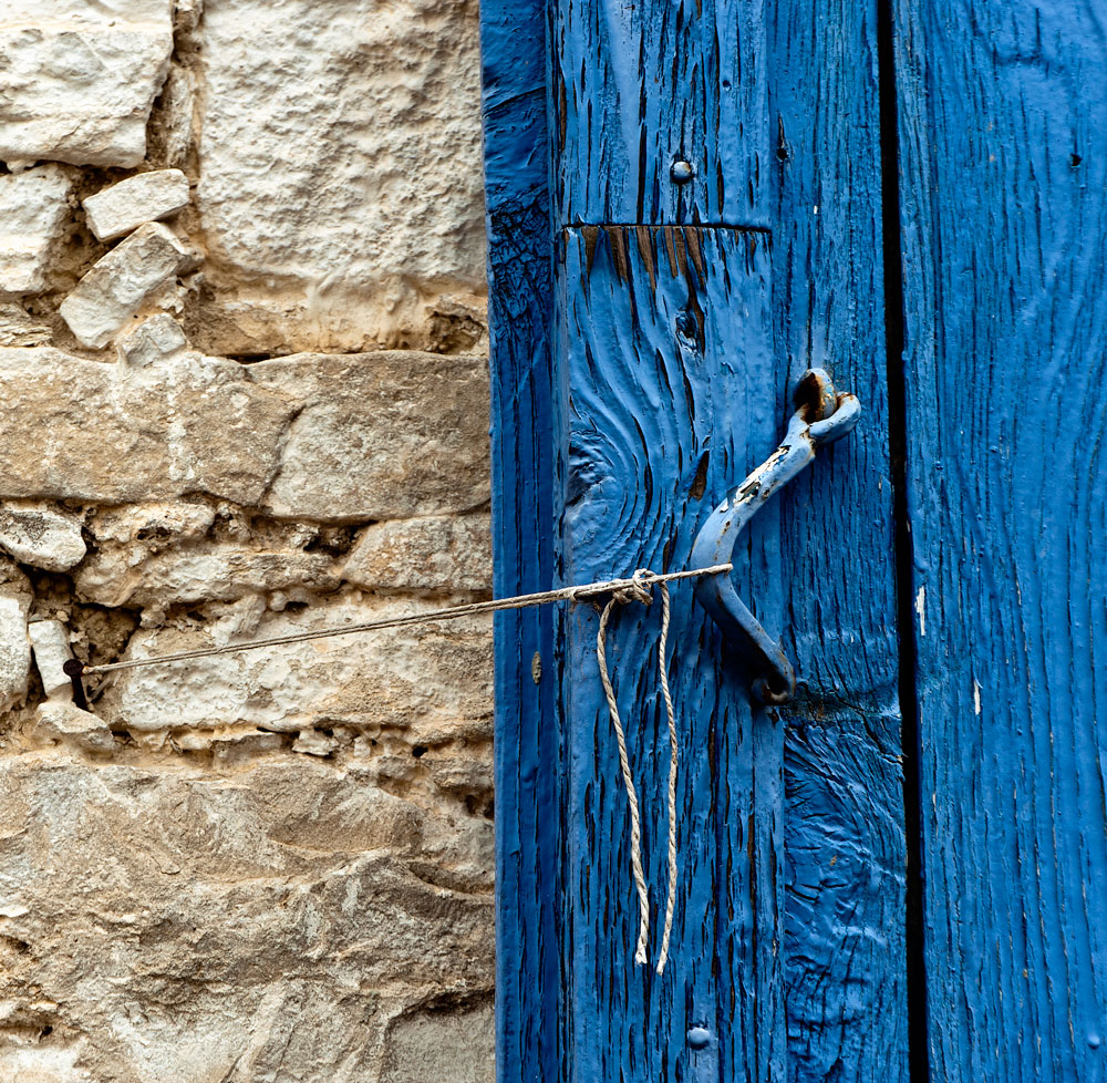 Blue door and string