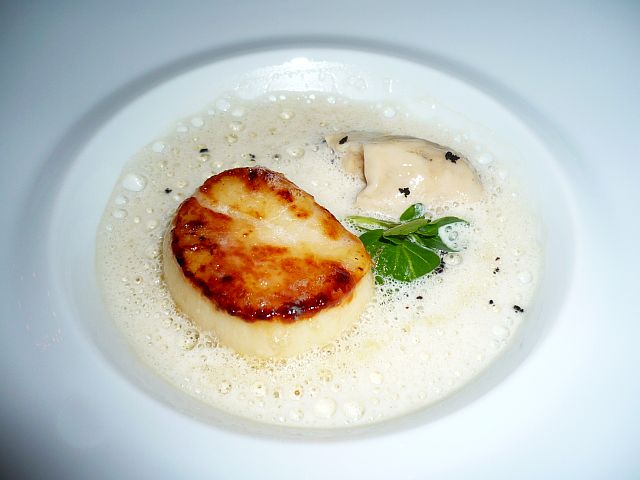 royal cabanon oysters from David Herve with scallop in warm nage