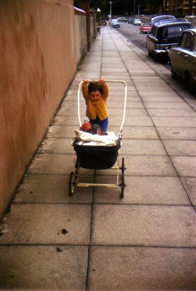 e Kathy pushing her pushchair