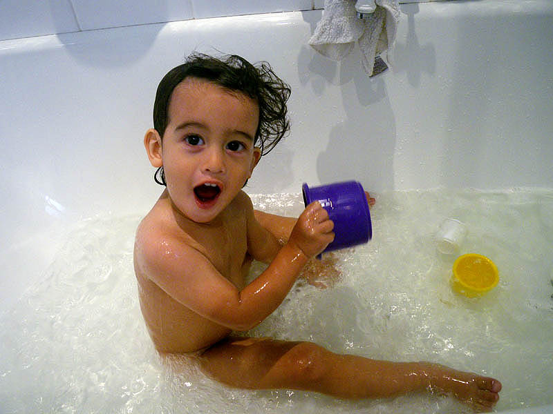 Bathtime for Ace, April, 2010