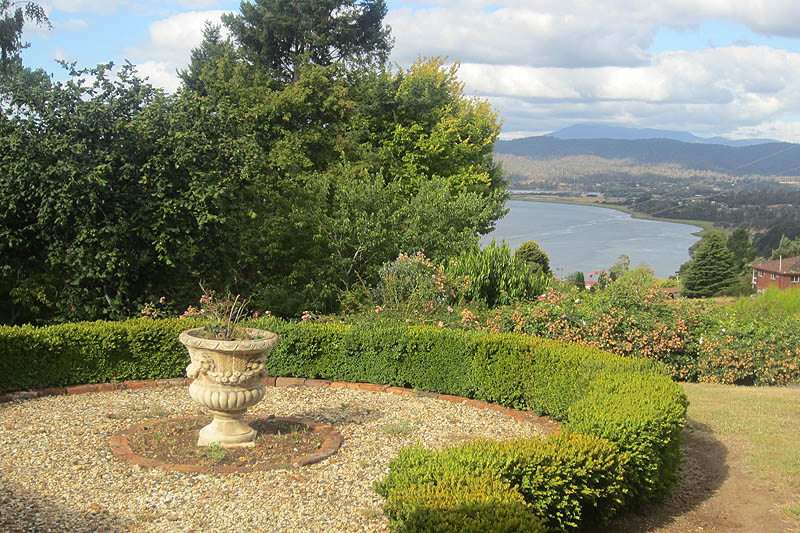 View of the Tamar River across the garden, 2013