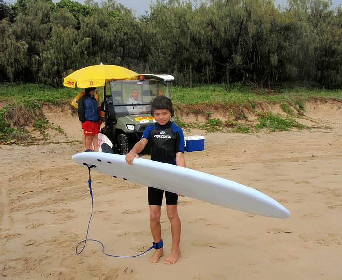 Cozmo and his surfboard, April, 2008