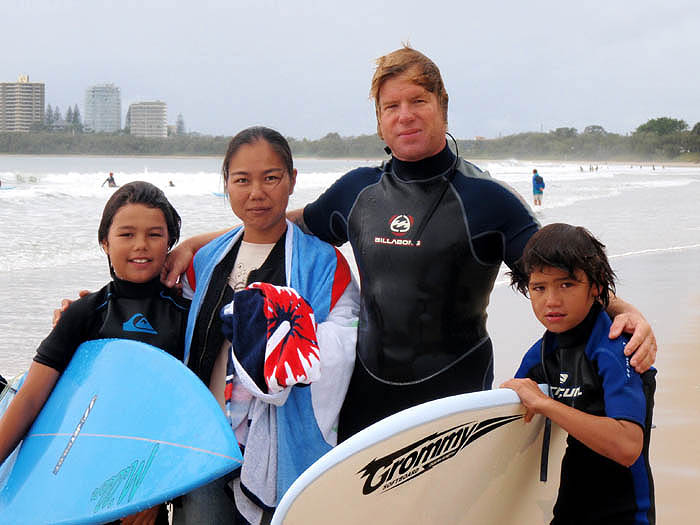 The family on the beach, April, 2008