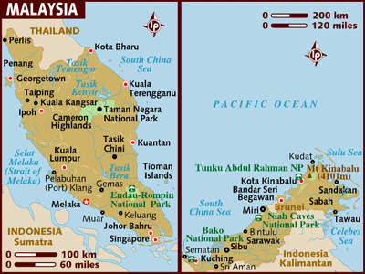 Map of Malaysia with the star indicating Melaka.