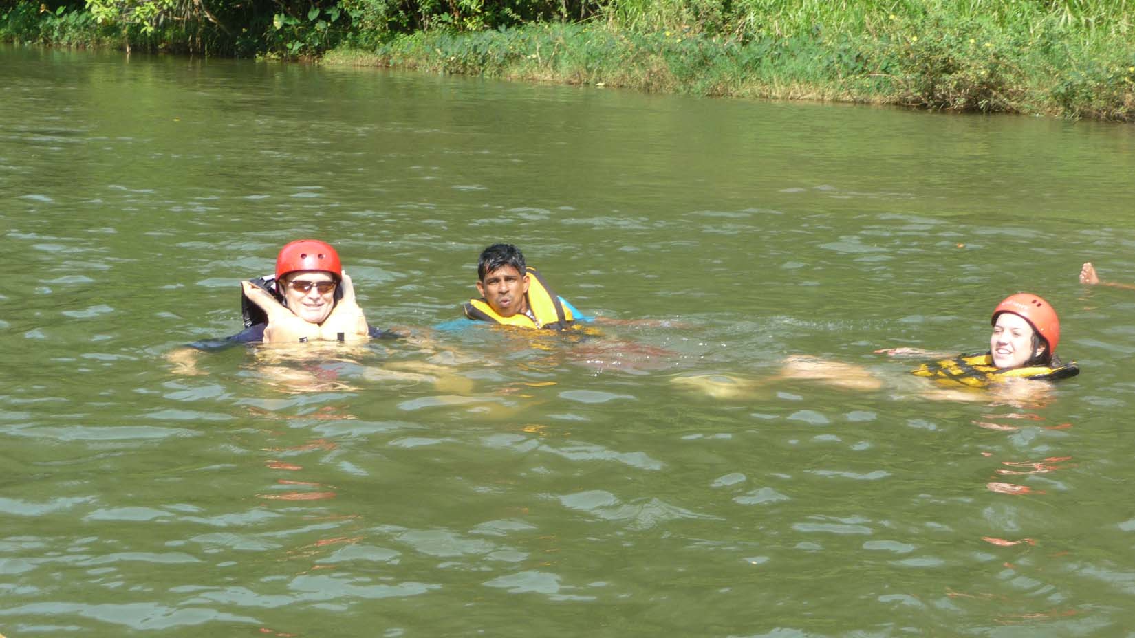 We wound up in the Kitulgala River after our raft tipped over.