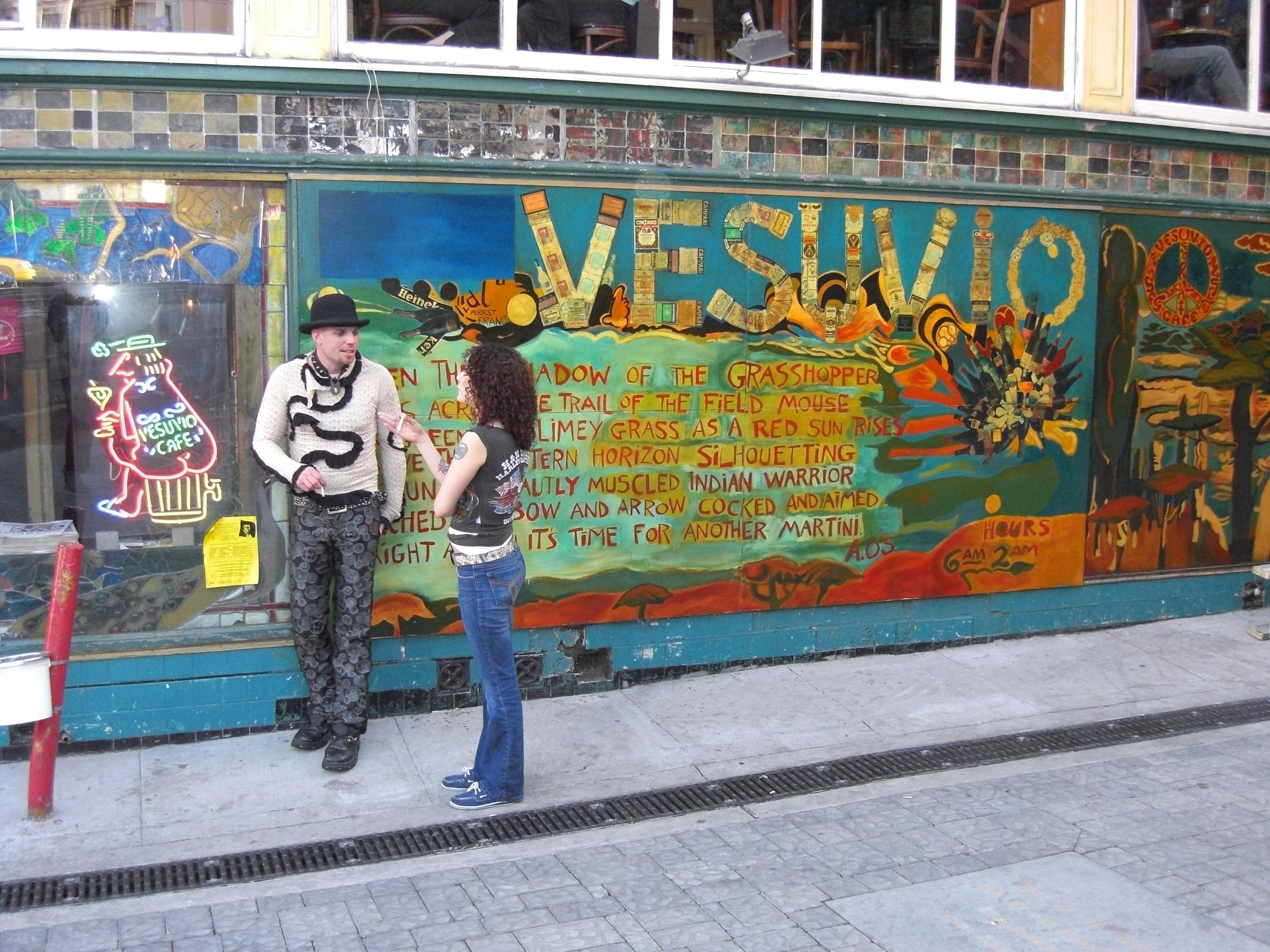 Vesuvios, 1950s Beat Poets Saloon;  So sharp:  see the stitching in her pockets