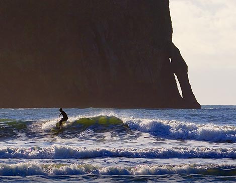 Surfing Near Kiwanda Rock