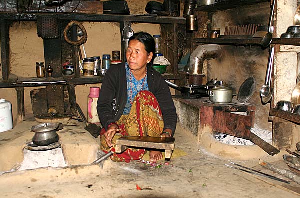 Inside a house in Ghale Gaun, Nepal.