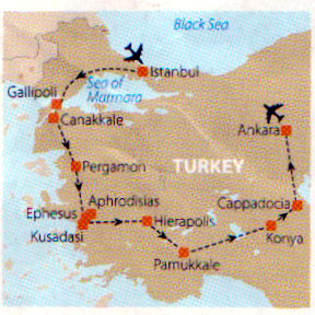 Doesn't look far on a little map! over 2000 miles through Turkey, amazing.