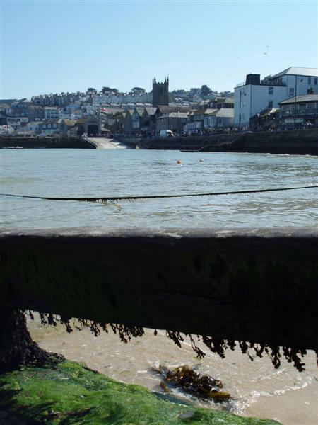 St Ives town with seaweedy girder