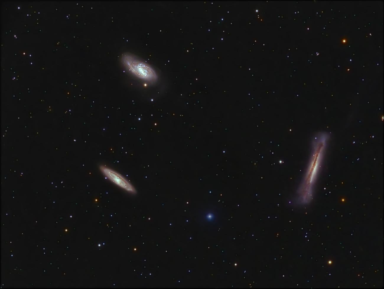 Leo Triplet - spiral galaxies M65, M66, NGC 3628