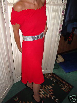 red off-shoulder dress - Med