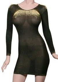 black & gold stretch dress - O/S