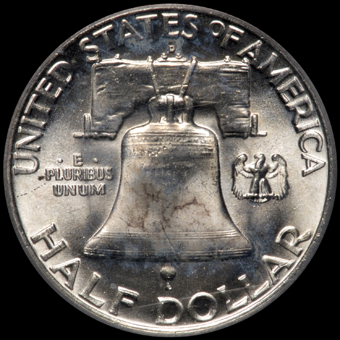 1958-D Franklin Half Dollar PCGS MS 64 FBL rev