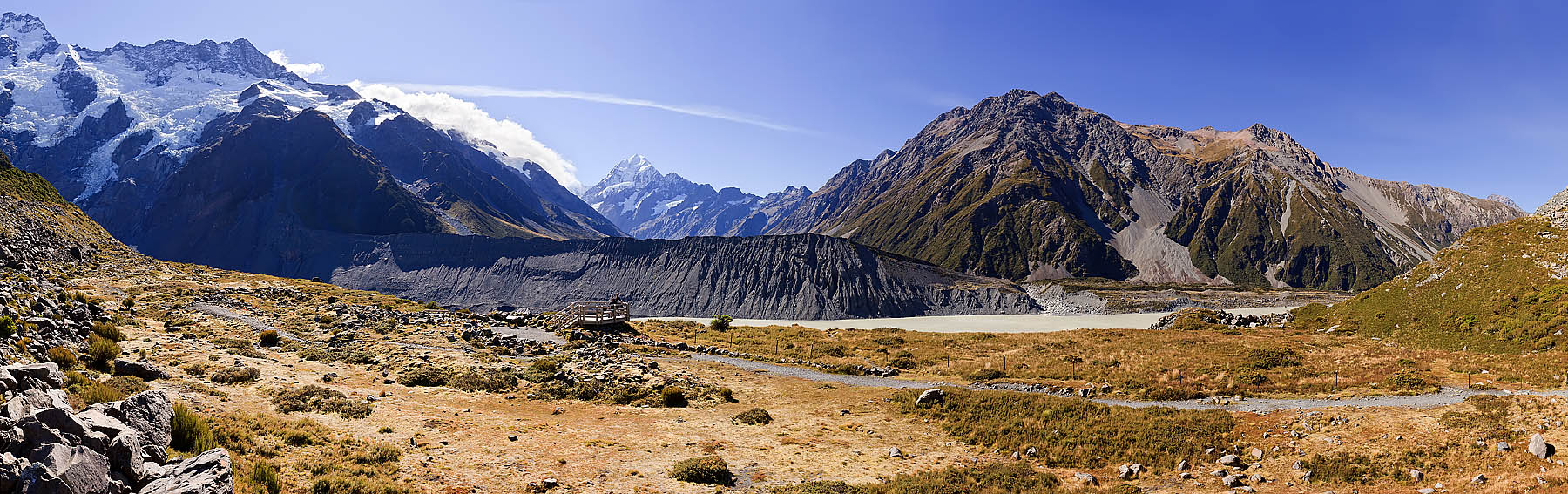 Mueller Lateral Moraines and Mt Cook (in the background)