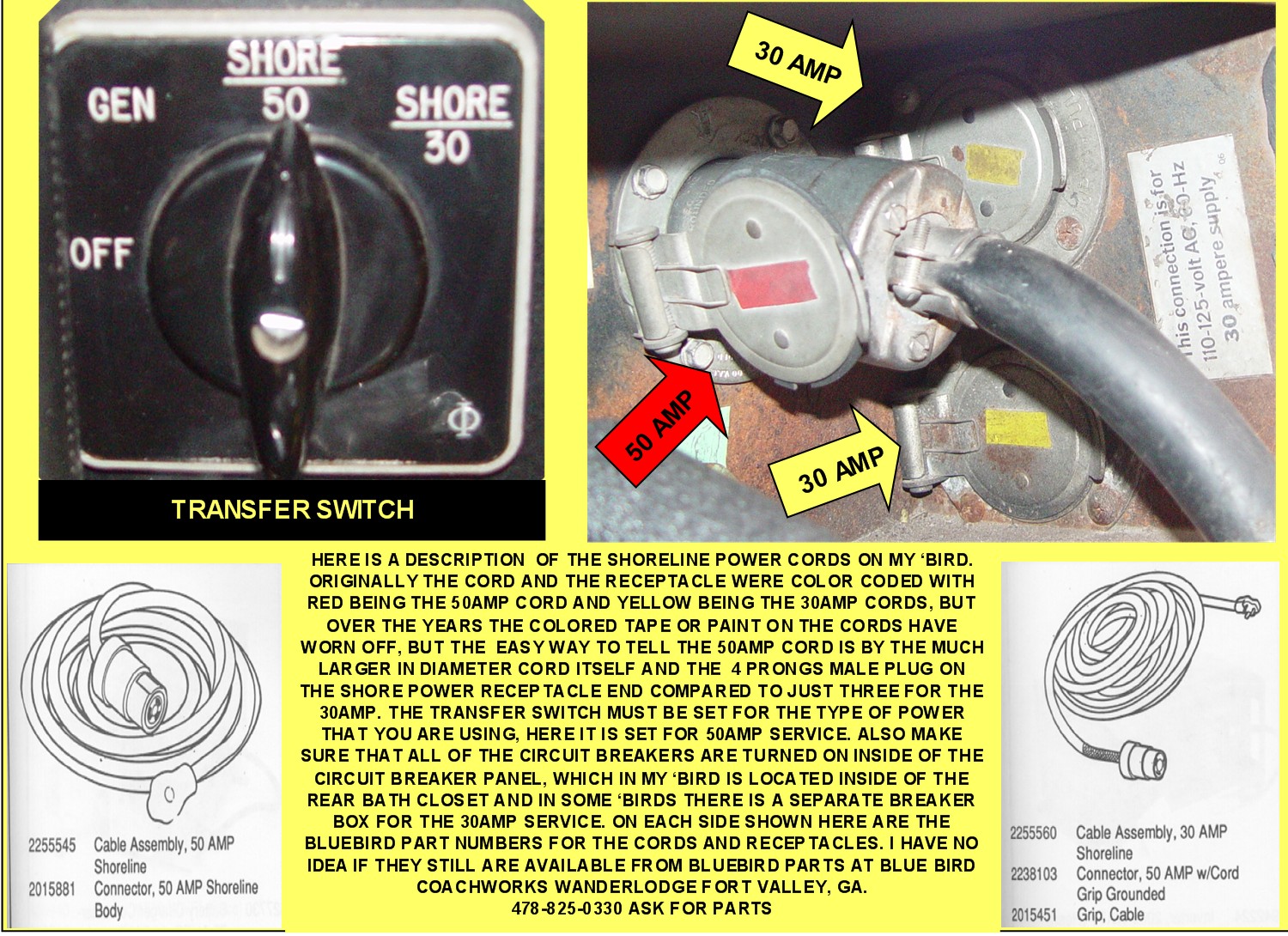 SHORE POWER CORDS AND TRANSFER SWITCH