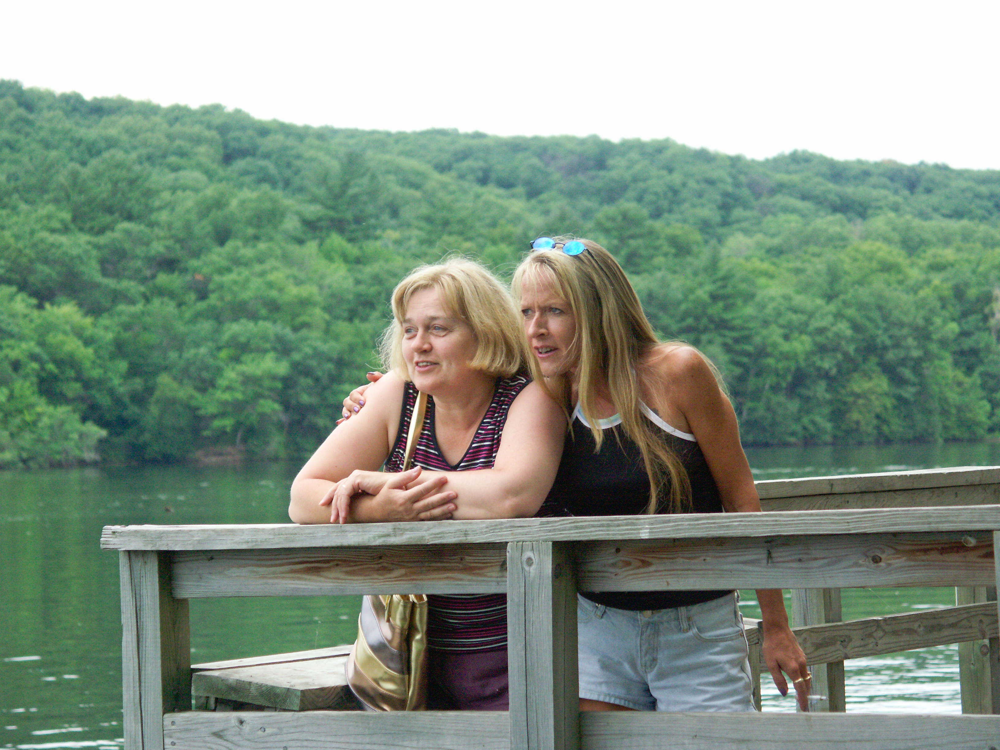 Deb and Anne enjoying a chat by the river