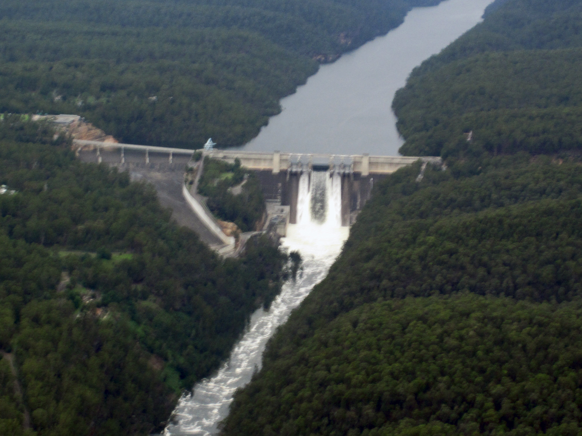 Steve Bradley aerial image Warragamba Dam flood  processed by me