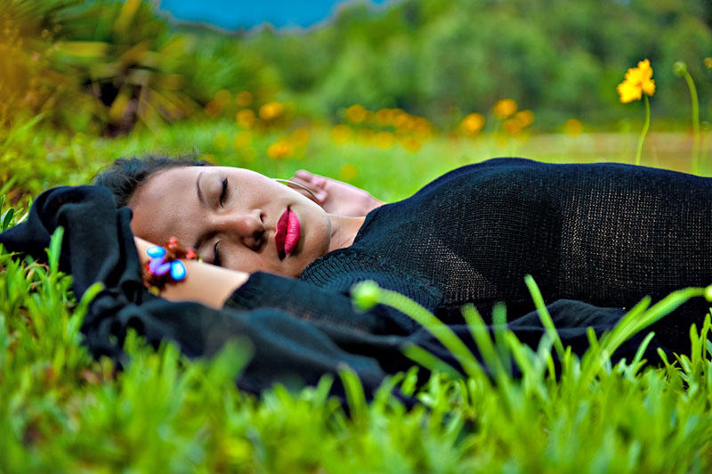 Lying on the grass