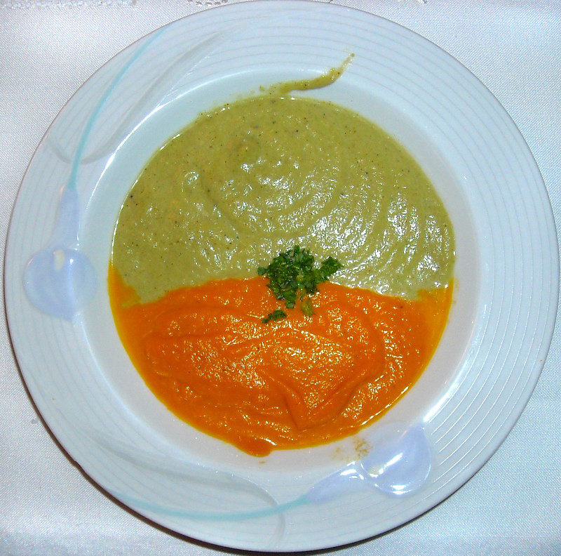 Soupe onctueuse bicolore Broccoli et courge
