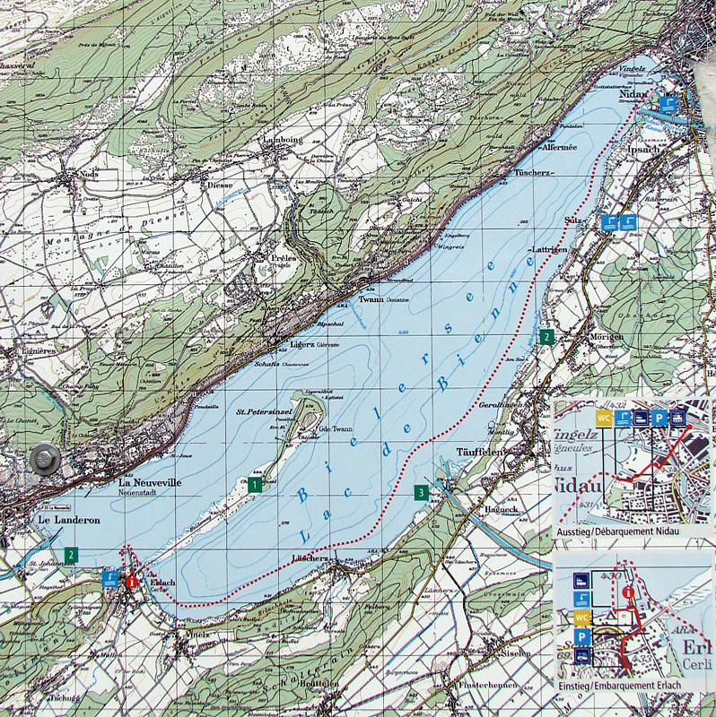 Plan du lac de Bienne