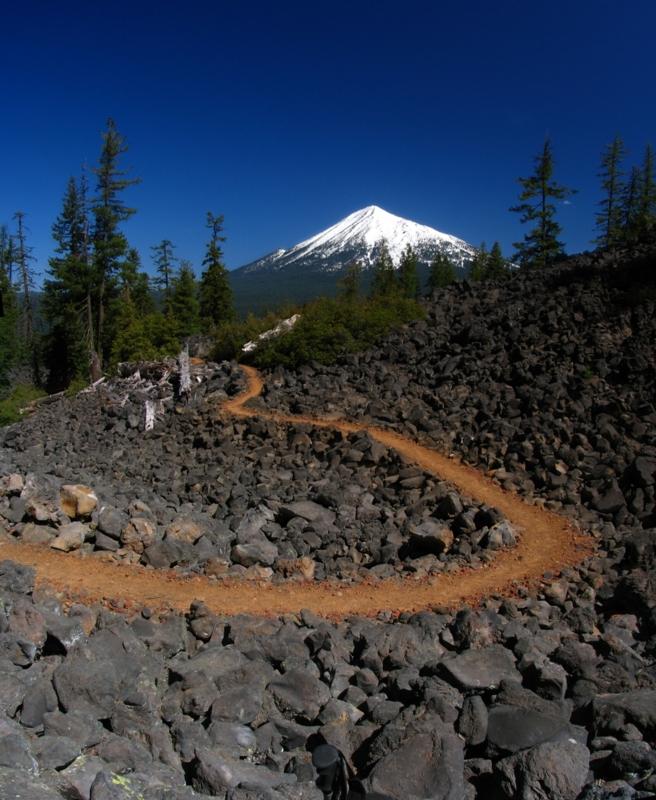 Mt McLoughlin across the Brown Mtn red carpet trail