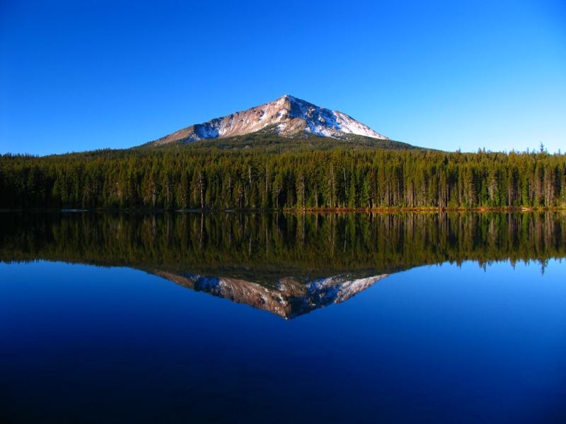Squaw Lake and Mt McLoughlin reflection