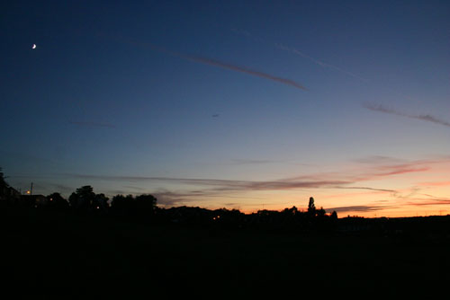 Quarter Moon and Twilight over Cleckheaton