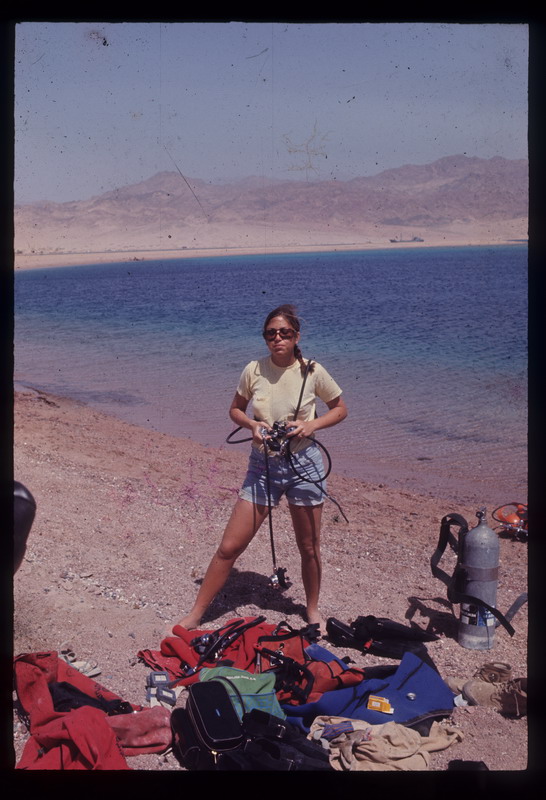 Sharon diving at Dahab 1972