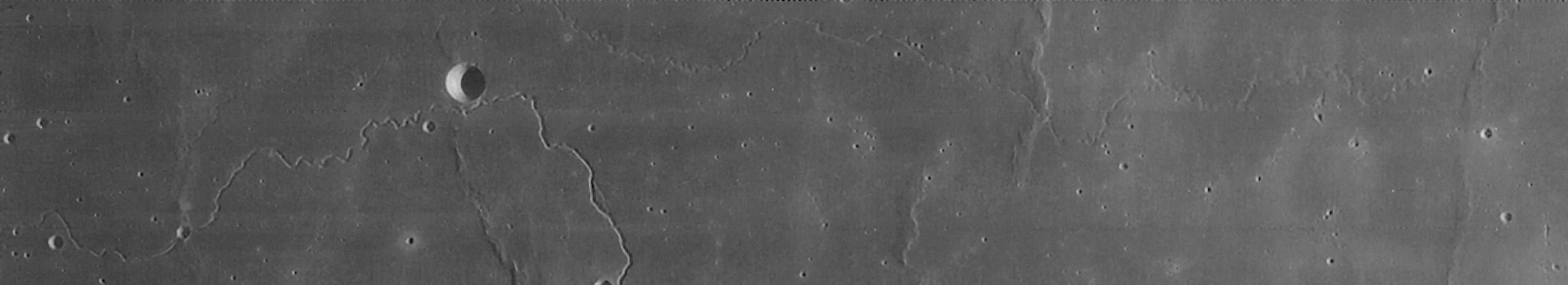 Narrow Rille near Rima Marius -  Lunar Orbiter IV (destriped)