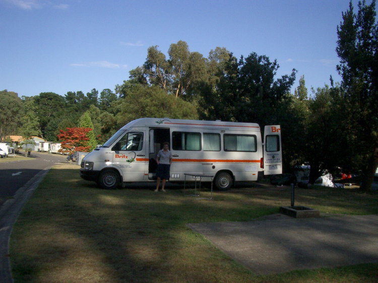 Nu r vi tillbaka i Blue Mountain, p Blackheath Caravan Park