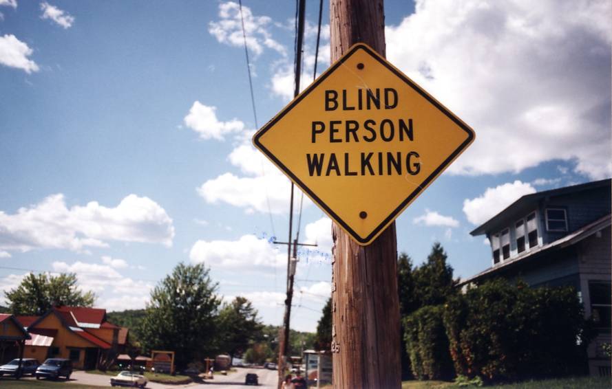 Blind Person Walking (Saranac Lake NY)