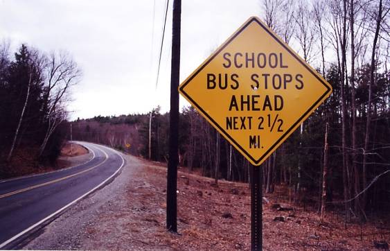 School Bus Stops Ahead Next 2 1/2 MI (Chesterfield, NH)